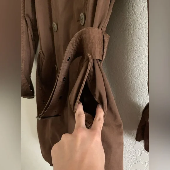 Nili Lotan Brown Cotton Trench Coat size 8 FITS size 4-6 - Picture 9 of 14